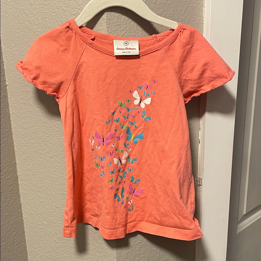 Hanna Andersson Coral Butterfly Tee